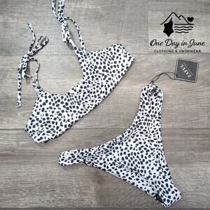 Zaful Dalmation Cheeky Crop Bikini Swimsuit Size M